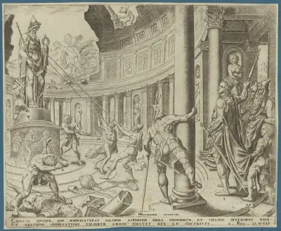 Förstörelsen av Astorets, Kemoshs och Milkoms tempel av Maarten Van Heemskerck