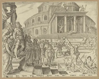 Solvagnens och solhästarnas borttagande och förstörelse av Maarten Van Heemskerck