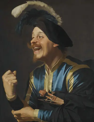 En skrattande violinist av Gerard van Honthorst