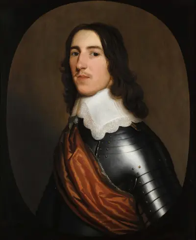 A Portrait Of A Gentleman, half-Length, Believed To Be Sir Thomas Ogle, Wearing A Suit Of Armour, With A White Collar And An Orange Sash av Gerard van Honthorst