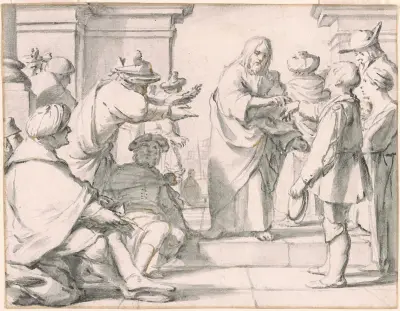 Kristus botar mannen med den förtvinade armen av Gerard van Honthorst