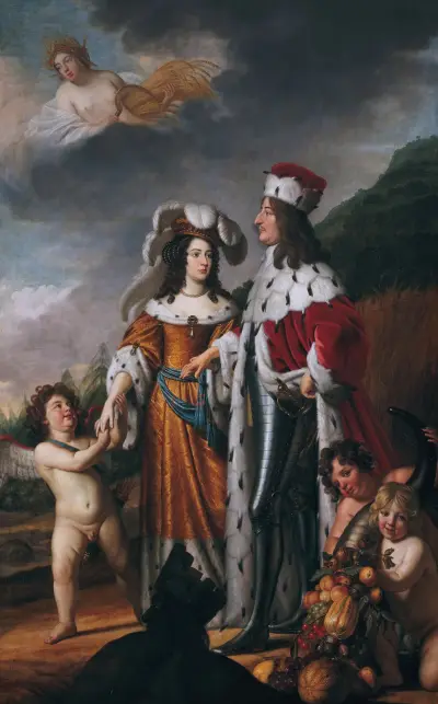 Louise Henriette leads Friedrich Wilhelm, Elector of Brandenburg, to her parents av Gerard van Honthorst