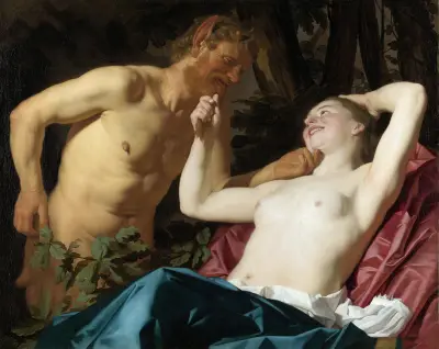 Satyr and Nymph av Gerard van Honthorst