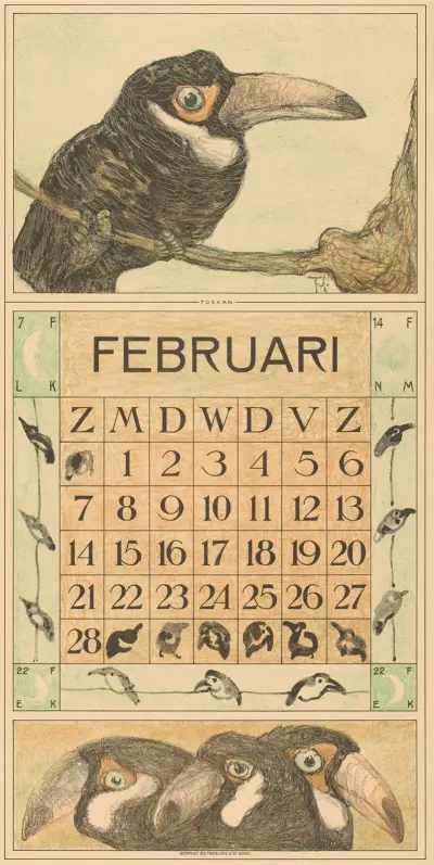Februarblatt mit Tukan von Theo van Hoytema