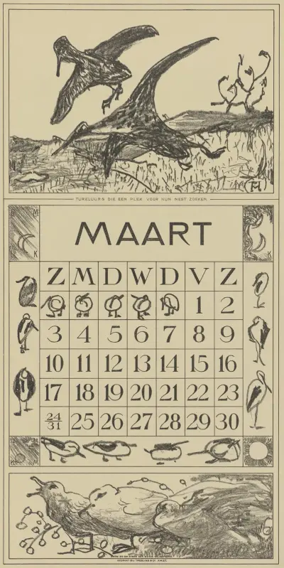 Kalenderblad mars med rödbenor av Theo van Hoytema