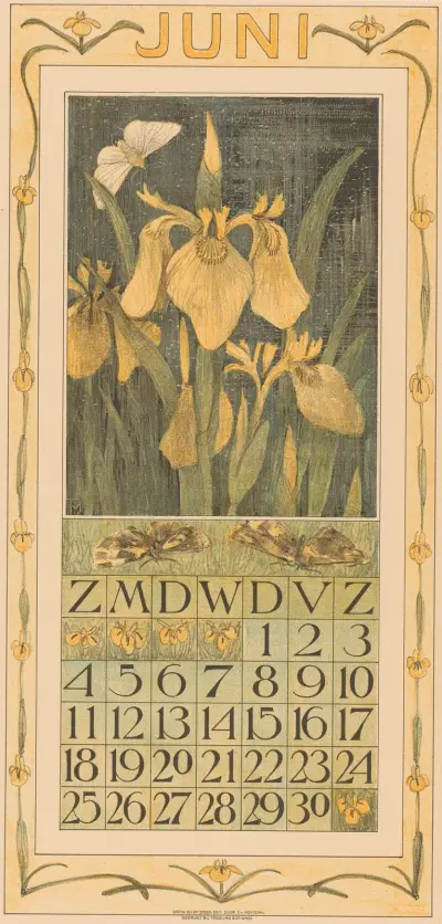 Kalenderblatt mit Lilien und einer Motte von Theo van Hoytema