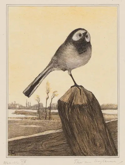 Schwalbe auf Pfahl von Theo van Hoytema