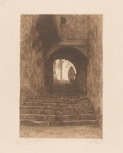 Straat met trap, te Algiers, Philip Zilcken, 1908 av Theo van Hoytema