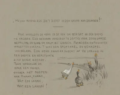 Textblad med en gås vid vattnet av Theo van Hoytema