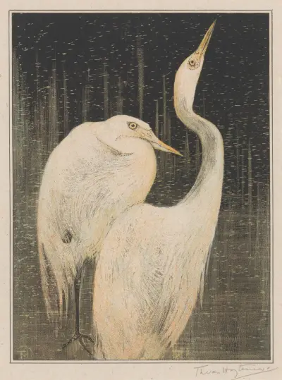 Zwei Silberreiher, 1878 von Theo van Hoytema