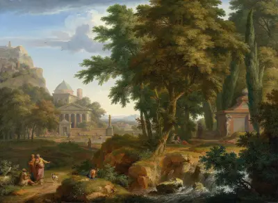 Arcadian Landscape with Saints Peter and John Healing the Lame Man av Jan van Huysum