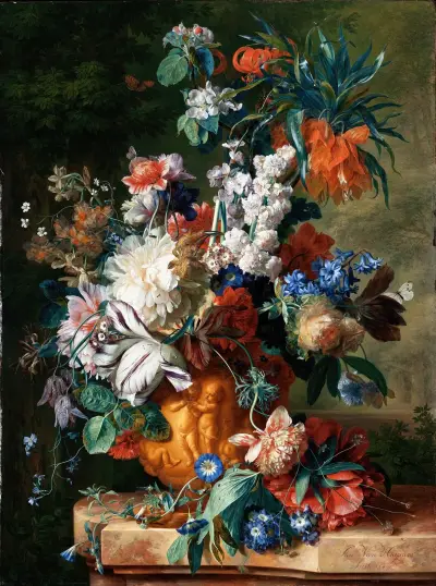 Bouquet of Flowers in an Urn av Jan van Huysum