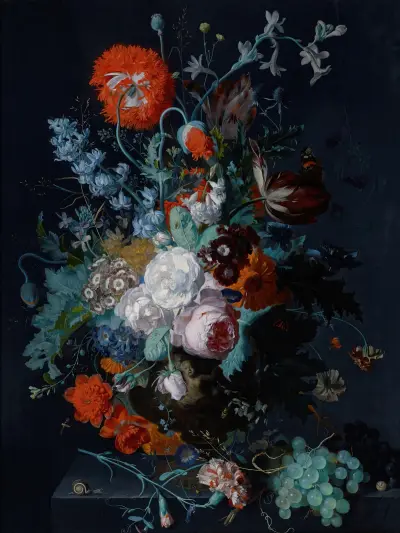 Stilleben med blommor och frukt av Jan van Huysum