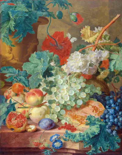 Still Life with Flowers and Fruit, 1728 av Jan van Huysum