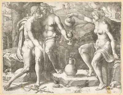 Lot and his daughters, 1530 – nr 1 av Lucas Van Leyden