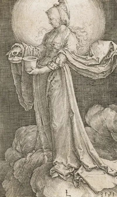 Maria Magdalena auf den Wolken av Lucas Van Leyden