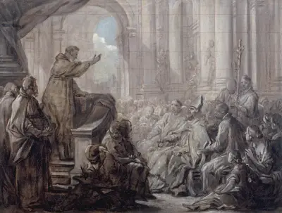 La prédication de saint Augustin devant Valère av Charles-André van Loo