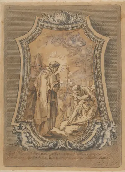 Saint Gregory as Deacon Directing Prayers and Processions for the Cessation of the Plague av Charles-André van Loo