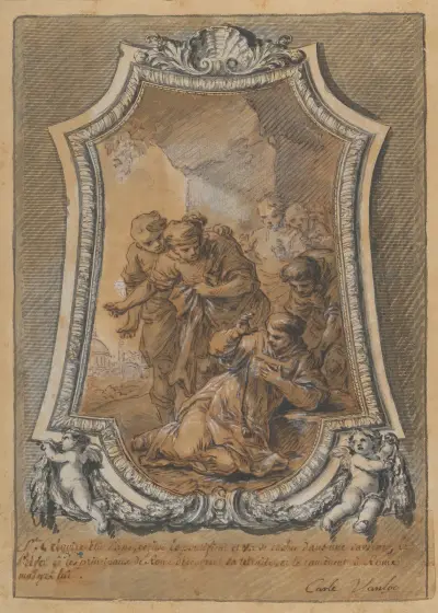 St. Gregory Reluctant to Accept His Election as Bishop of Rome av Charles-André van Loo