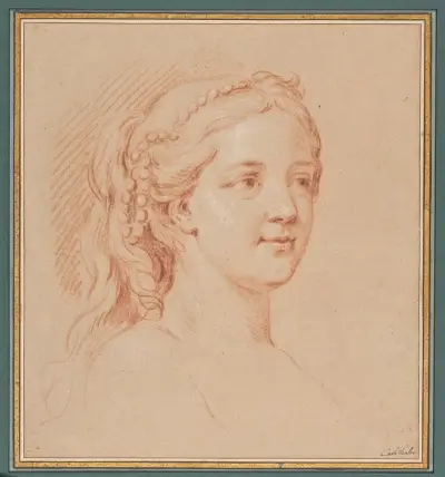 Tête de femme de trois quarts à droite av Charles-André van Loo