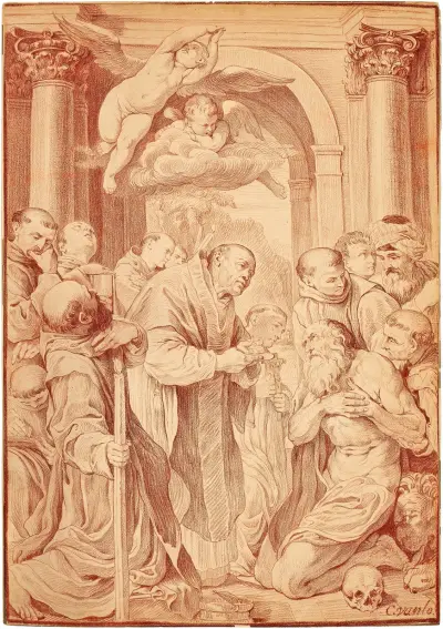 Den sista kommunionen av sankt Hieronymus, efter Agostino Carracci av Charles-André van Loo