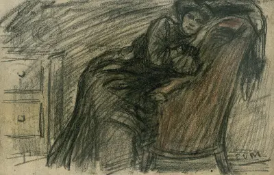 Augustine Pautre, liggande i en fåtölj av Eugeen Van Mieghem