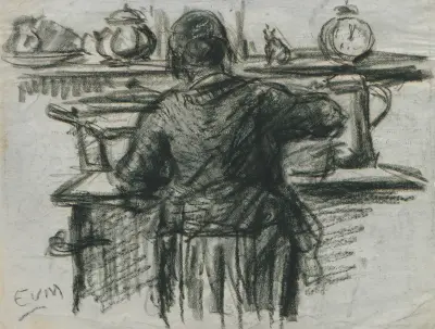 Vrouw aan kookfornuis av Eugeen Van Mieghem