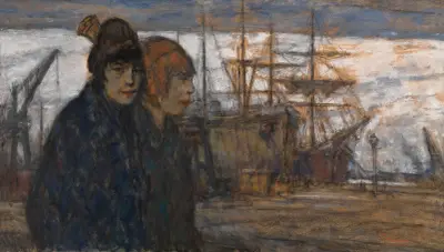 Women at the Harbour av Eugeen Van Mieghem