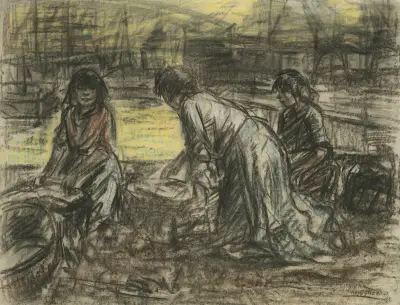 Zakkennaaisters aan het werk av Eugeen Van Mieghem