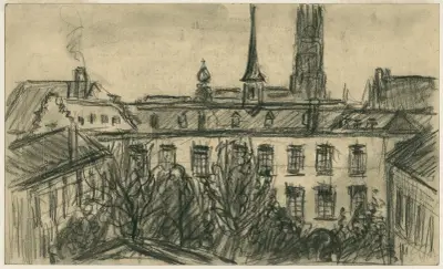 Utsikt mot baksidan av huset på Sint-Paulusstraat 30 i Antwerpen av Eugeen Van Mieghem