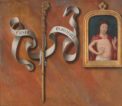 Trompe-l’oeil with Painting of The Man of Sorrows av Bernard van Orley