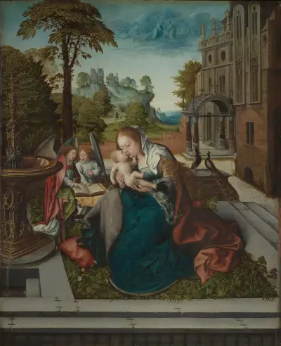 Virgin and Child with Angels av Bernard van Orley
