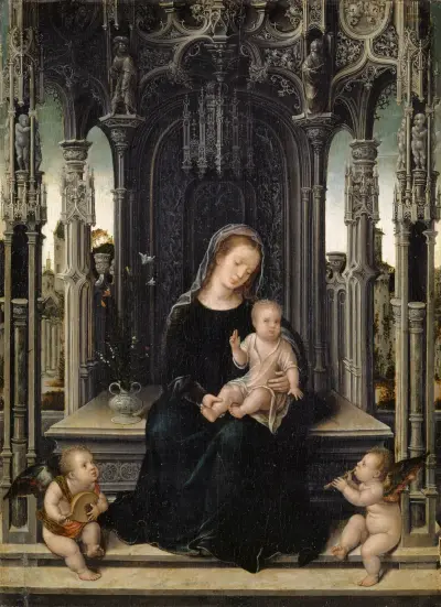 Virgin and Child with Music Making Angels av Bernard van Orley