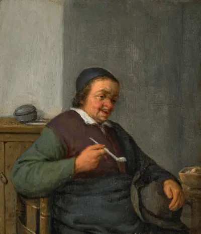En man med pipa i en interiör av Adriaen van Ostade