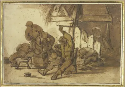Bachanal in the inn av Adriaen van Ostade