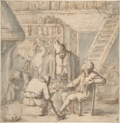 Drinkers in a Tavern av Adriaen van Ostade