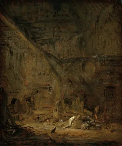 Interior of a Barn av Adriaen van Ostade