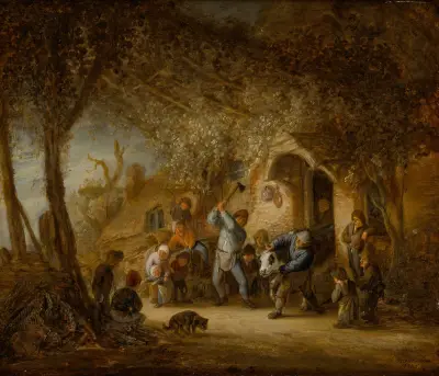 Killing the calf av Adriaen van Ostade