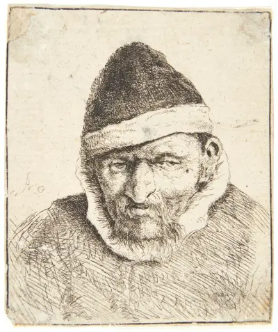 Bauer mit spitzer Pelzmütze von Adriaen van Ostade