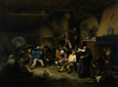 Peasants Dancing in a Tavern av Adriaen van Ostade