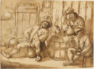 Peasants Drinking in a Tavern av Adriaen van Ostade