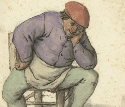 Seated Man, with his Left Foot on a Stove av Adriaen van Ostade