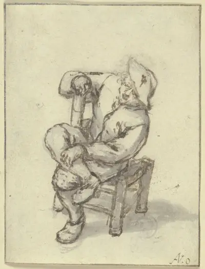 Sittande bonde med korslagda ben av Adriaen van Ostade