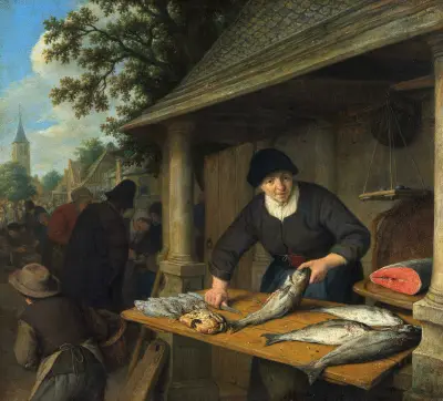 The Fishwife av Adriaen van Ostade