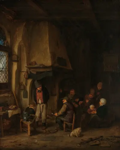 The Skaters; Peasants in an Interior av Adriaen van Ostade
