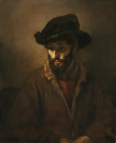 A Bearded Man Wearing a Hat av Rembrandt van Rijn