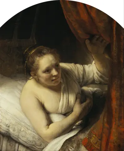 A Woman in Bed av Rembrandt van Rijn