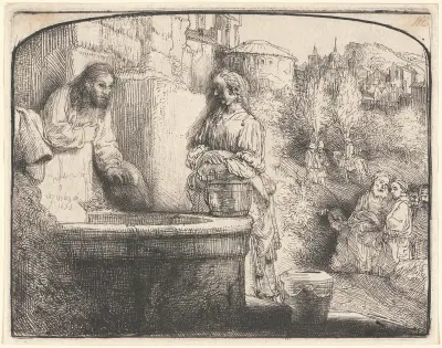 Christ and the Woman of Samaria av Rembrandt van Rijn