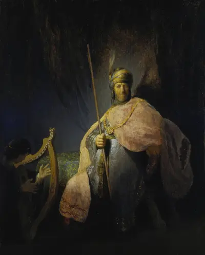 David Playing the Harp in front of Saul av Rembrandt van Rijn