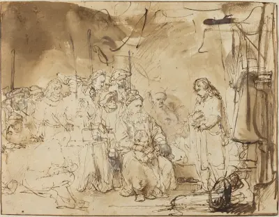 Joseph Recounting His Dreams av Rembrandt van Rijn
